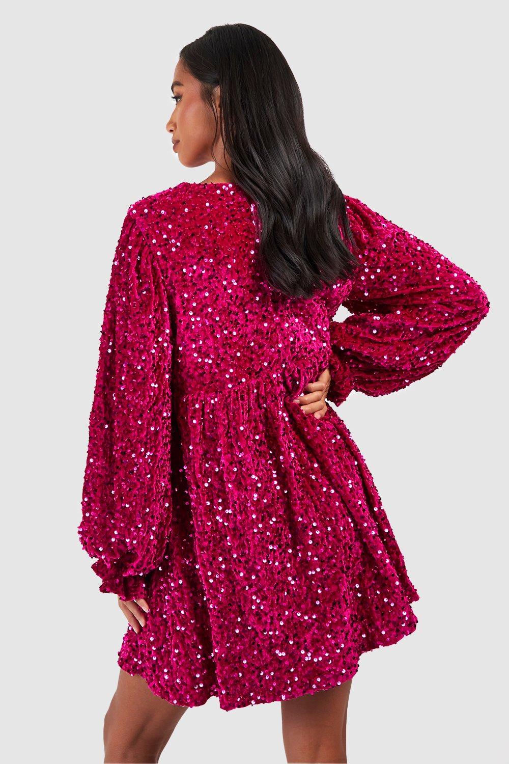 Boohoo pink hot sale sequin dress